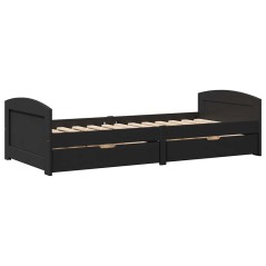 vidaXL Dormeuse con 2 Cassetti senza Materasso Nero 90x200 cm IRUN