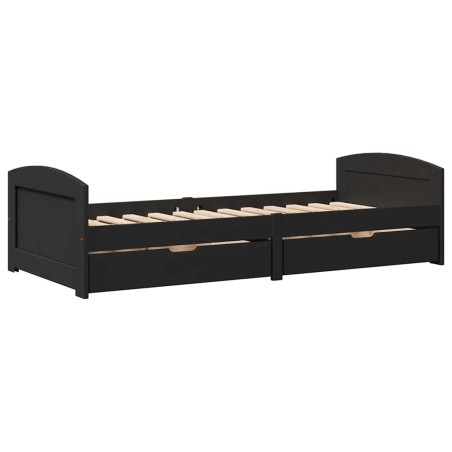 vidaXL Dormeuse con 2 Cassetti senza Materasso Nero 90x200 cm IRUN