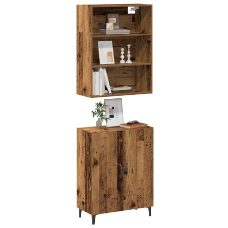 vidaXL Credenza con Pensile Legno Antico in Legno Multistrato