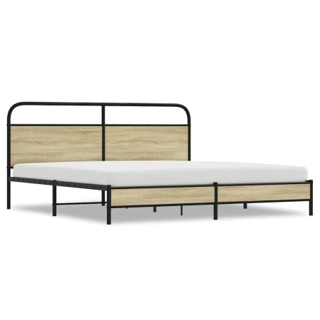 vidaXL Giroletto senza Materaso in Metallo Rovere Sonoma 180x200 cm