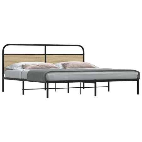vidaXL Giroletto senza Materaso in Metallo Rovere Sonoma 183x213 cm