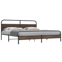 vidaXL Giroletto senza Materaso in Metallo Rovere Marrone 193x203 cm