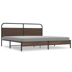 vidaXL Giroletto senza Materaso in Metallo Rovere Marrone 193x203 cm
