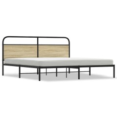 vidaXL Giroletto senza Materaso in Metallo Rovere Sonoma 200x200 cm