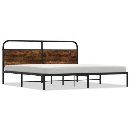 vidaXL Giroletto senza Materaso in Metallo Rovere Fumo 200x200 cm