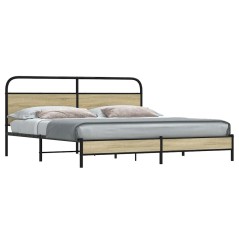 vidaXL Giroletto senza Materaso in Metallo Rovere Sonoma 193x203 cm