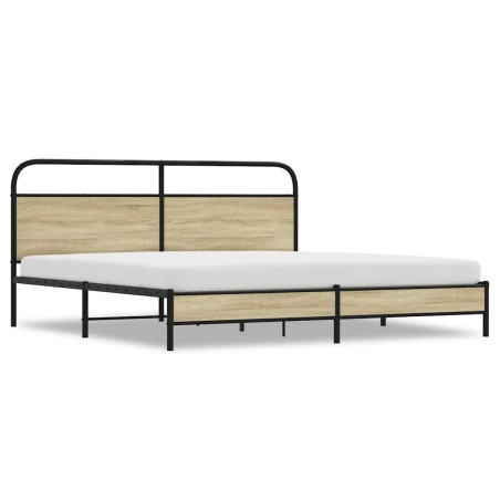 vidaXL Giroletto senza Materaso in Metallo Rovere Sonoma 193x203 cm