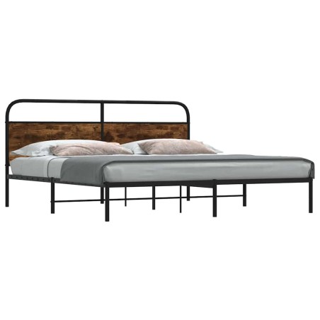 vidaXL Giroletto senza Materaso in Metallo Rovere Fumo 183x213 cm