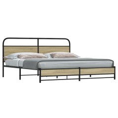 vidaXL Giroletto senza Materaso in Metallo Rovere Sonoma 200x200 cm