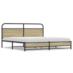 vidaXL Giroletto senza Materaso in Metallo Rovere Sonoma 200x200 cm