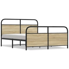 vidaXL Giroletto senza Materaso in Metallo Rovere Sonoma 150x200 cm