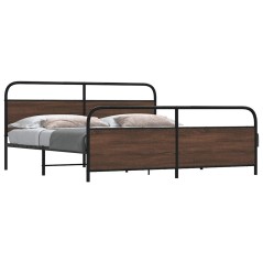 vidaXL Giroletto senza Materaso in Metallo Rovere Marrone 193x203 cm