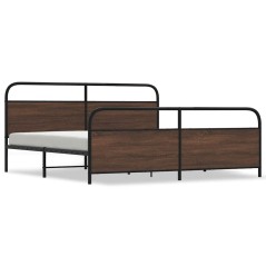 vidaXL Giroletto senza Materaso in Metallo Rovere Marrone 193x203 cm