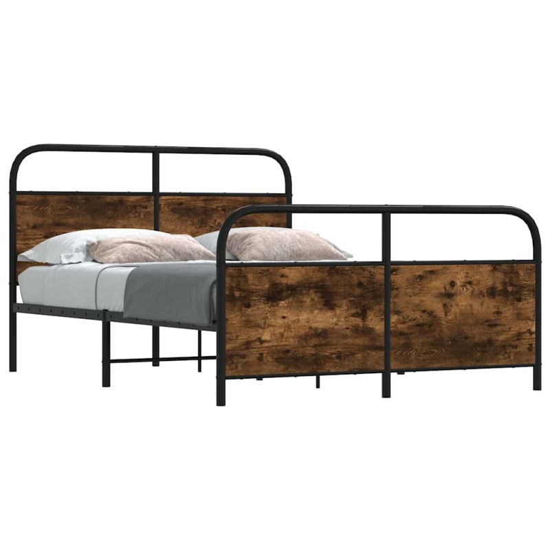 vidaXL Giroletto senza Materasso Rovere Fumo 120x190 cm in Truciolato