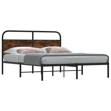 vidaXL Giroletto senza Materasso Rovere Fumo 150x200 cm in Truciolato