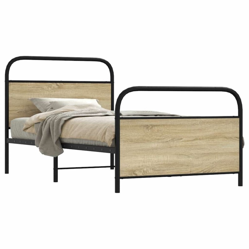 vidaXL Giroletto senza Materasso Rovere Sonoma 100x190cm in Truciolato