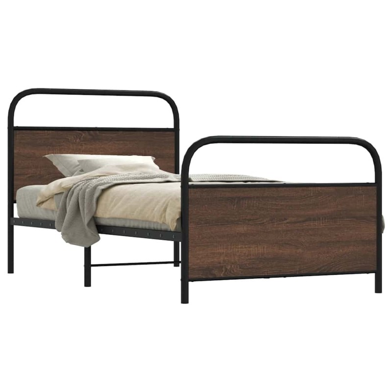 vidaXL Giroletto senza Materasso Rovere Marrone 107x203 cm Truciolato