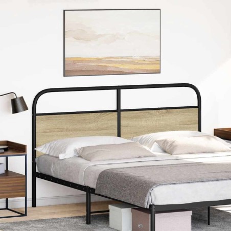 vidaXL Testiera Rovere Sonoma 160 cm in Acciaio e Legno Multistrato