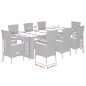 vidaXL Set da Pranzo da Giardino 9 pz con Cuscini in Polyrattan Grigio