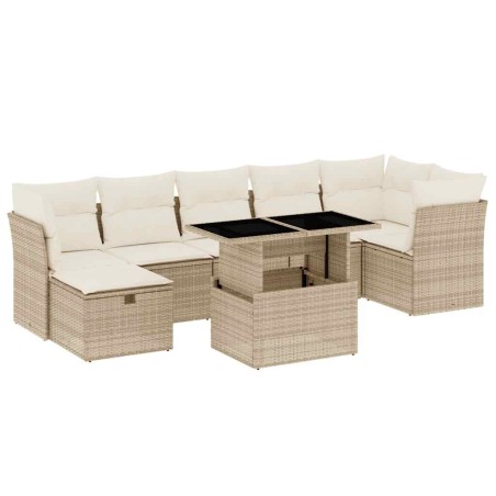 vidaXL Set Divano da Giardino 8 pz con Cuscini Beige in Polyrattan