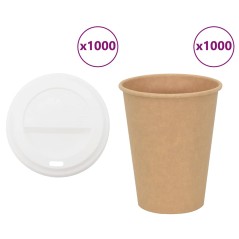 vidaXL Tazze da Caffè in Carta con Coperchi 1000 pz 12oz 300 ml