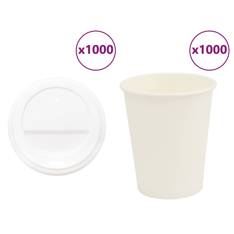 vidaXL Tazze da Caffè in Carta con Coperchi 1000 pz 8oz 200 ml vidaXL Tazze da Caffè in Carta con Coperchi 1000 pz 8oz 200 ml
