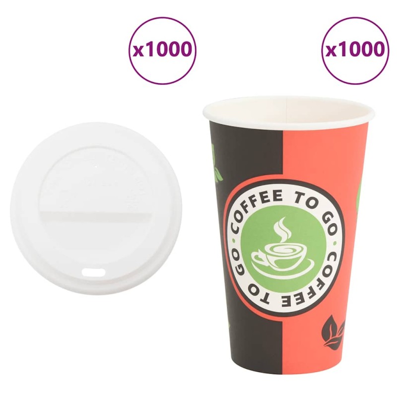 vidaXL Tazze da Caffè in Carta con Coperchi 1000 pz 16oz 400 ml vidaXL Tazze da Caffè in Carta con Coperchi 1000 pz 16oz 400 ml