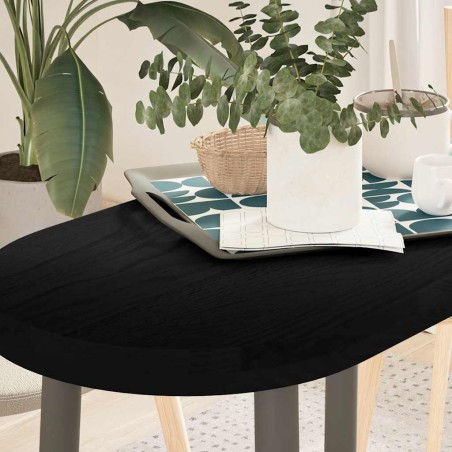 vidaXL Piano Tavolo Marrone Scuro 80x40x4 cm in Rovere Massello Ovale