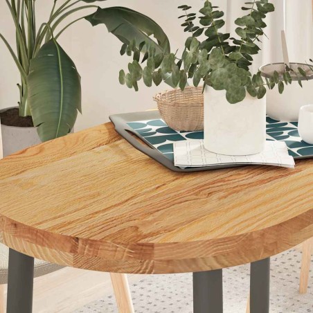 vidaXL Piano Tavolo Marrone Chiaro 100x50x4cm in Rovere Massello Ovale