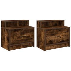 vidaXL Comodini con Cassetto 2 pz Rovere Fumo 51x31x47 cm