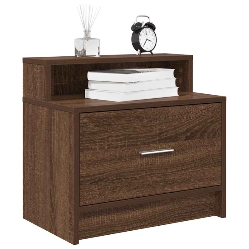 vidaXL Comodino con Cassetto Rovere Marrone 51x31x47 cm vidaXL Comodino con Cassetto Rovere Marrone 51x31x47 cm