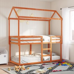 vidaXL Letto a Castello con Tetto Cera 80x200 cm Legno Massello Pino
