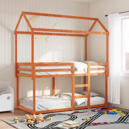 vidaXL Letto a Castello con Tetto Cera 80x200 cm Legno Massello Pino