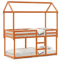 vidaXL Letto a Castello con Tetto Cera 80x200 cm Legno Massello Pino