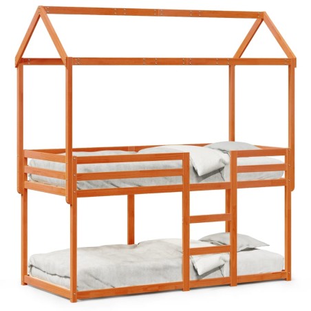 vidaXL Letto a Castello con Tetto Cera 80x200 cm Legno Massello Pino