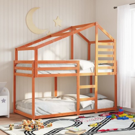 vidaXL Letto a Castello con Tetto Cera 80x200 cm Legno Massello Pino