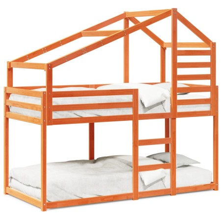 vidaXL Letto a Castello con Tetto Cera 80x200 cm Legno Massello Pino