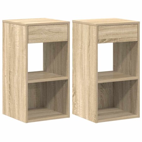 vidaXL Comodini con Cassetto 2 pz Rovere Sonoma 35x34x66,5 cm