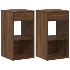 vidaXL Comodini con Cassetto 2 pz Rovere Marrone 35x34x66,5 cm