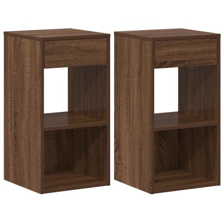 vidaXL Comodini con Cassetto 2 pz Rovere Marrone 35x34x66,5 cm