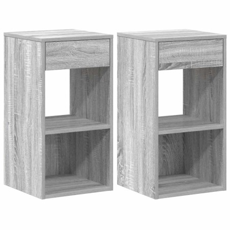 vidaXL Comodini con Cassetto 2 pz Grigio Sonoma 35x34x66,5 cm