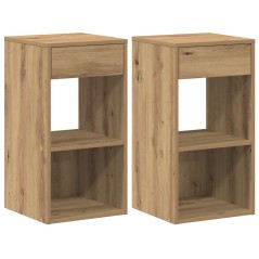 vidaXL Comodini con Cassetto 2 pz Rovere Artigianale 35x34x66,5 cm