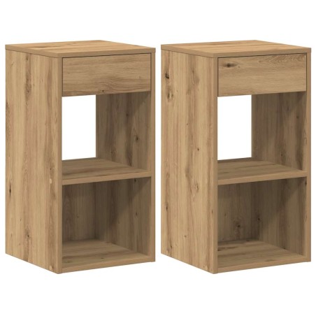 vidaXL Comodini con Cassetto 2 pz Rovere Artigianale 35x34x66,5 cm