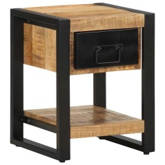 vidaXL Comodino 35x34x45 cm in Legno Massello Mango Grezzo