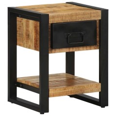 vidaXL Comodino 35x34x45 cm in Legno Massello Mango Grezzo