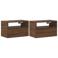 vidaXL Comodini a Muro 2 pz Rovere Marrone 45x26x28,5 cm