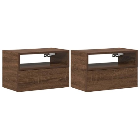 vidaXL Comodini a Muro 2 pz Rovere Marrone 45x26x28,5 cm