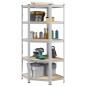 vidaXL Scaffale Angolare 5 Ripiani Argento Acciaio e Legno Multistrato vidaXL Scaffale Angolare 5 Ripiani Argento Acciaio e Legno Multistrato
