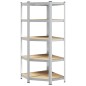 vidaXL Scaffale Angolare 5 Ripiani Argento Acciaio e Legno Multistrato vidaXL Scaffale Angolare 5 Ripiani Argento Acciaio e Legno Multistrato
