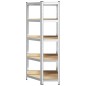 vidaXL Scaffale Angolare 5 Ripiani Argento Acciaio e Legno Multistrato vidaXL Scaffale Angolare 5 Ripiani Argento Acciaio e Legno Multistrato